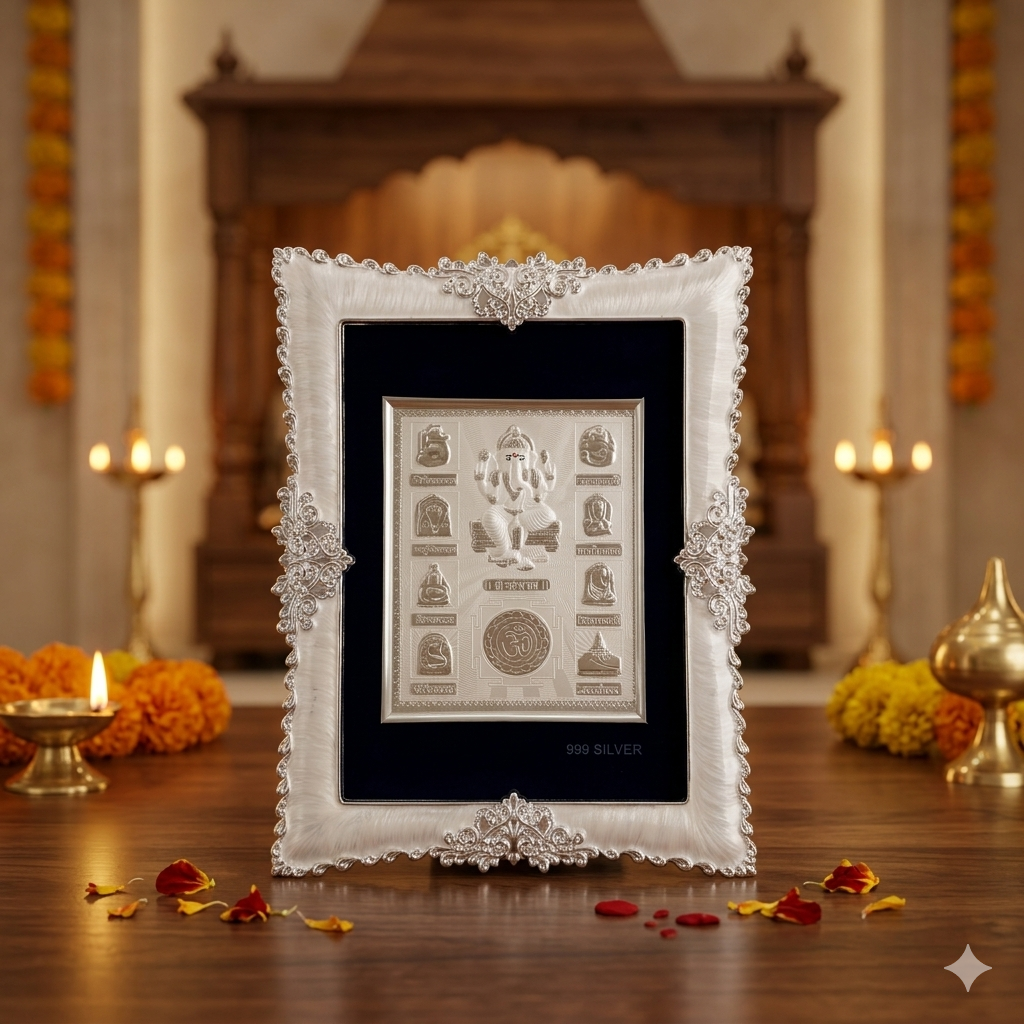 Asht Ganpati Silver frame (best silver gift article)