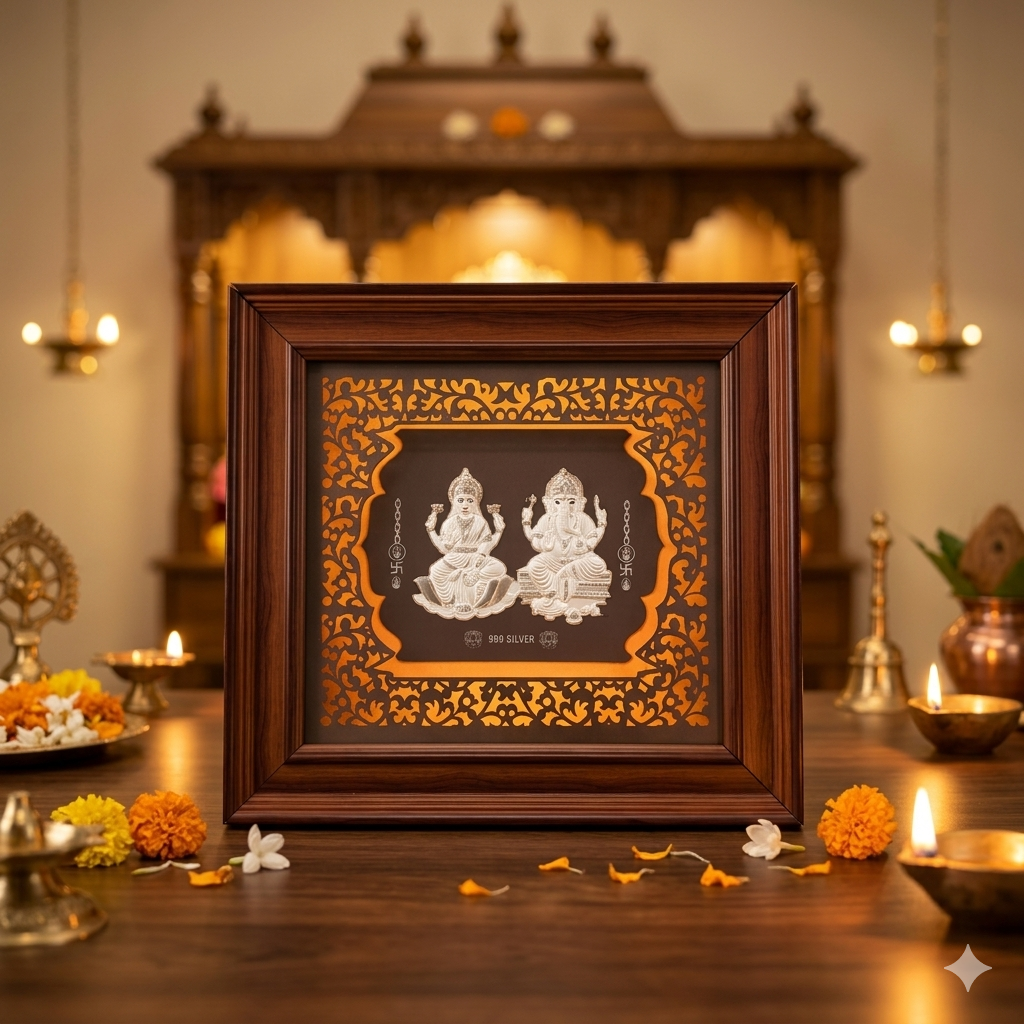 ganpati & lakshmi Silver frame (best silver gift article)