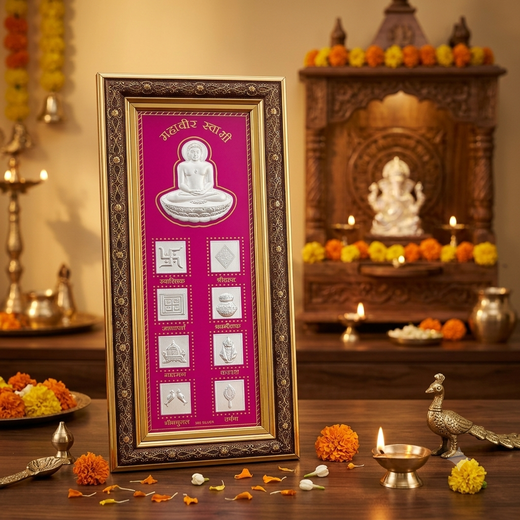 Mahaveer Swami Silver frame (best silver gift article)