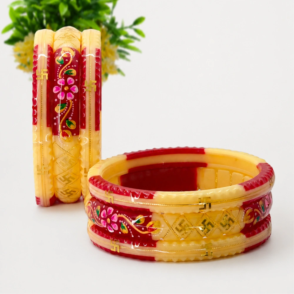Traditional Red & Gold Designer Bangle Set